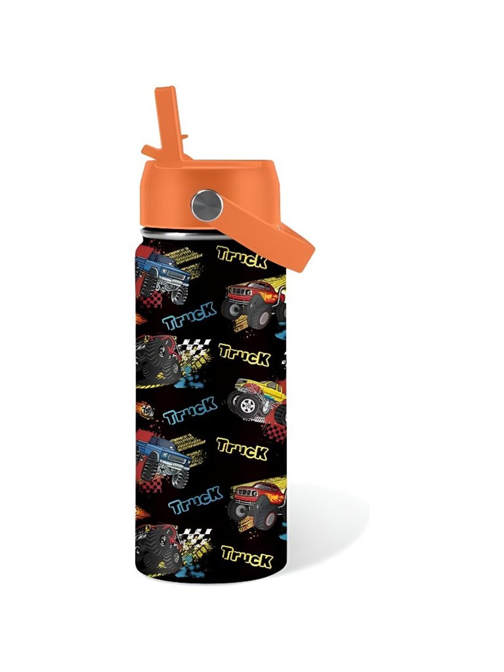 Truck Gifts for Kids - 16 Oz Kids Water Bottle with Straw Lid, Stainless Steel